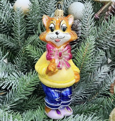 Кот с бантом, 13 см 1-295